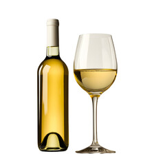 Elegant White Wine Glass and Full Bottle Beside - Elegant Wine Concept