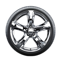 Obraz premium Sleek Chrome Car Wheel Representing Speed