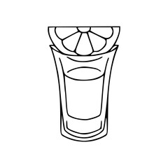drink glass with citrus fruit line art