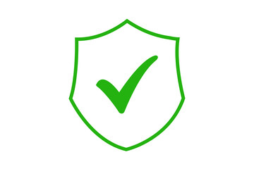 green shield icon with check mark icon