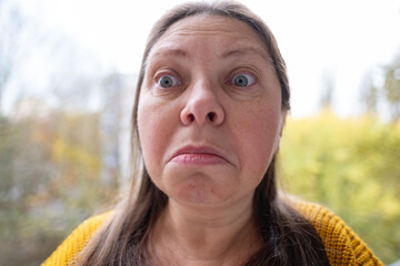 Angry Aggressive Stressed woman 50s, visual person experiencing intense frustration, Confrontation...