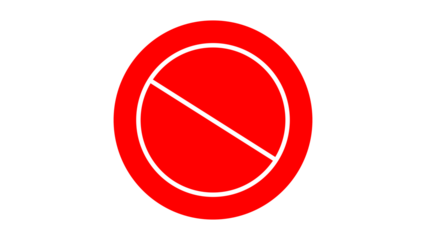 Warning sign icon, prohibition sign icon with transparent background.