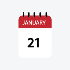 21 january calendar january calendar vector illustration