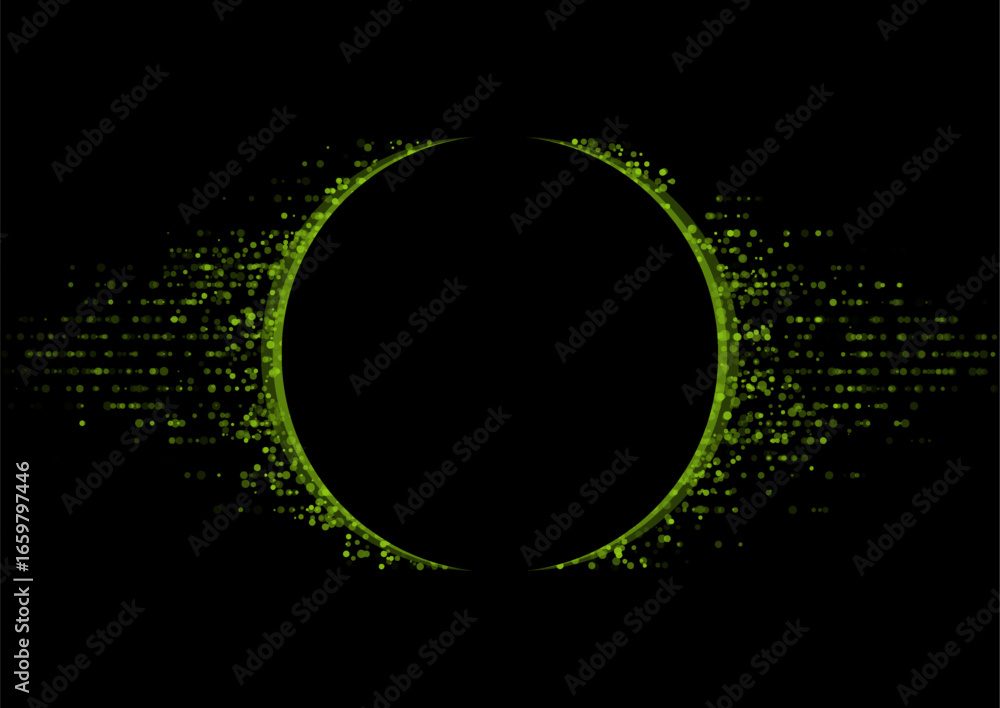 Poster green pixelated circle minimal abstract geometric background. pixel art vector design
