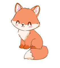 Hand drawn cute fox vector illustration, kids print animal