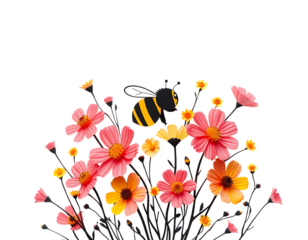 Bee pollinating flowers