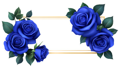 Elegant Blue Roses with Gold Frame Border