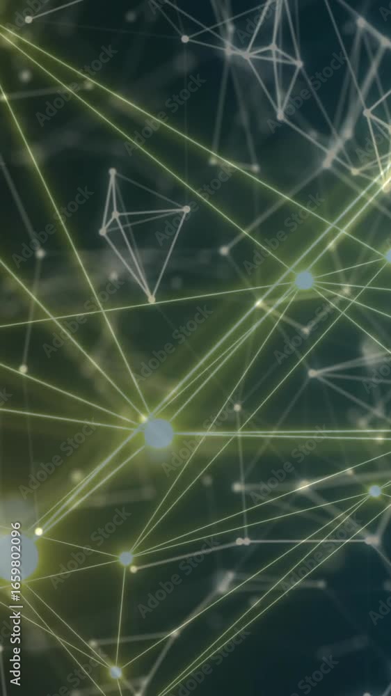 Poster animation of network of connections over moving shapes