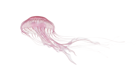 Pink jellyfish swimming isolated on transparent background