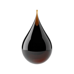 Obraz premium Close-up macro view of a single realistic amber liquid droplet suspended gracefully reflecting light on a deep black background isolated on transparent background