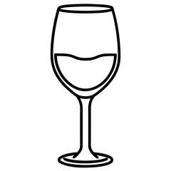 Minimalist Line Art of Wine Glass Vector Illustration, Wine Glass Line Art, Wine Glass Drawing, Minimal Drink Vector
