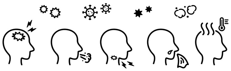 風邪のアイコンイラストセット