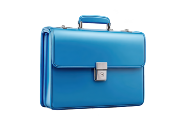 A vibrant blue briefcase, glossy and professional