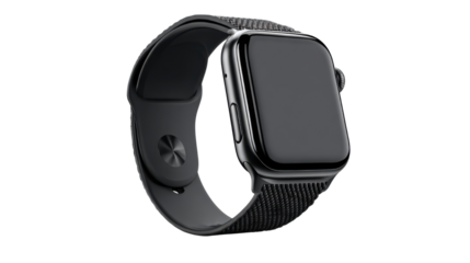 Modern Smartwatch with Black Strap on white Background