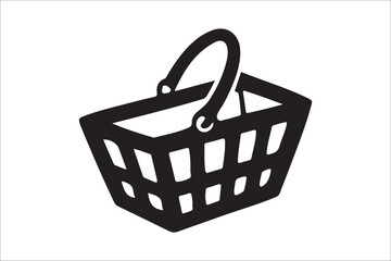 Hand drawn shopping basket icon for retail silhouette