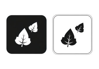Botanical leaf icons in black and white isolated PNG with Transparent Background