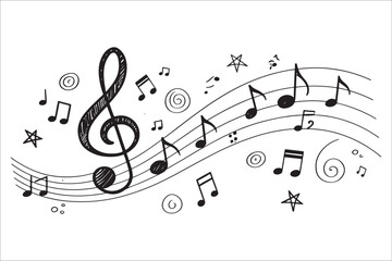 Musical notes sheet music melody abstract design silhouette