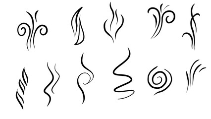Set of Swirling Design Elements: Curlicues, Flourishes, and Decorative Lines for Graphic Design & Illustration on Transparent background