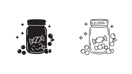 Candy jar with sweets and stars