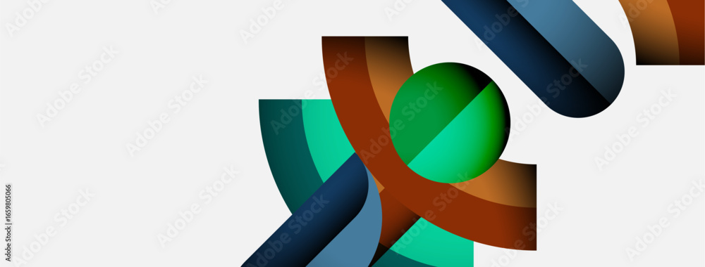 Poster abstract shapes intersect, creating dynamic composition. colors blend, forming modern visual experie