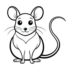 mouse ,outline illustration isolated on white background
