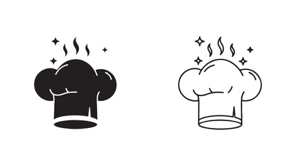 Chef hat icon with steam and stars with transparent background