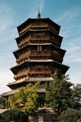 Historic wooden pagoda of Fogong Temple in China, over 1000 years old