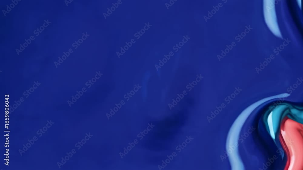 Poster abstract animation of vibrant cobalt and coral colors flowing and blending together in a dynamic mot