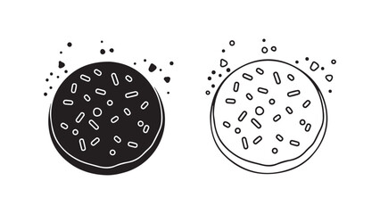 Chocolate cookie with seeds and sprinkles with transparent background