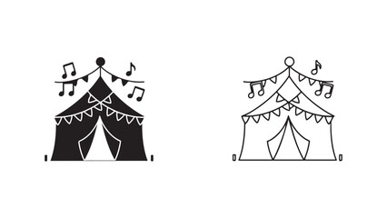 Circus tent with musical notes