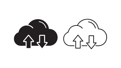 Cloud upload download icon with transparent background