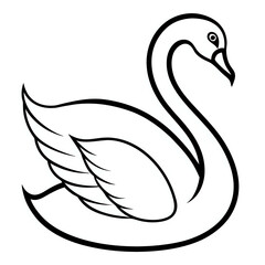 Obraz premium swan ,outline isolated on white background
