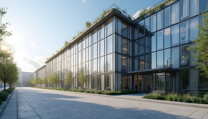 Obraz premium Modern office building exterior sunny