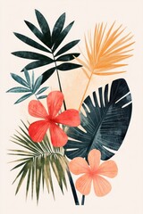 Tropical summer time illustration leaves leaf.