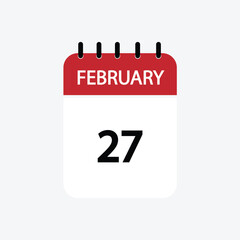 27 february calendar february calendar vector illustration