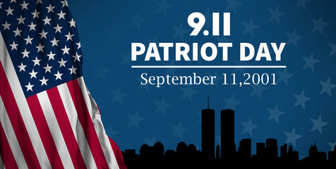 Patriot Day. Background with New York City Silhouette. September 11. 3d Illustration.