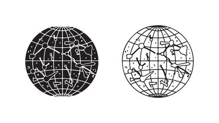 Constellation globe outline with transparent background