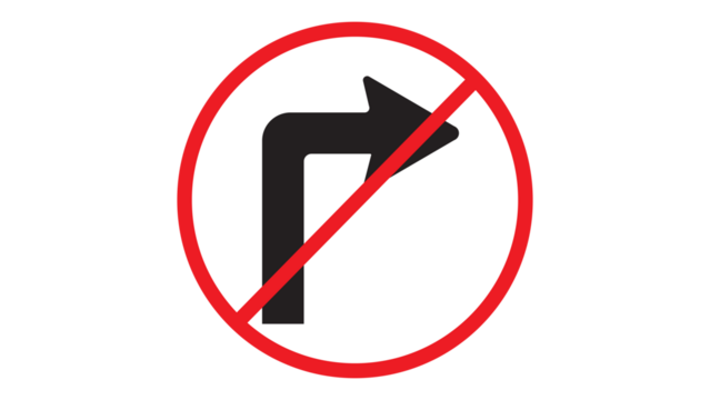 Black arrow indicating traffic sign Don't turn right, website, web, UI, logo, design. with transparent background