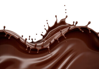 Chocolate splash abstract flowing wave isolated PNG with Transparent Background