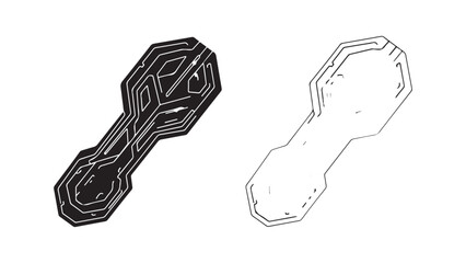Abstract circuit board shape with transparent background