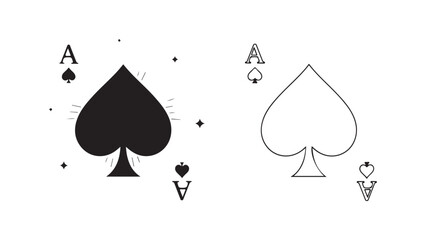 Ace of spades and hearts playing cards with transparent background
