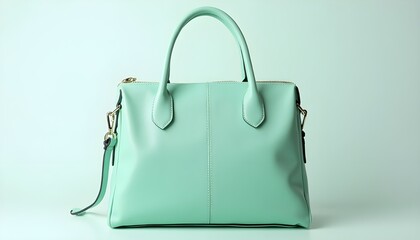 Mint green stylish leather handbag 