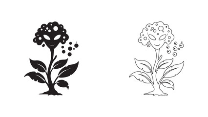 Alien plant character with transparent background