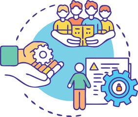 A community hands icon holding a gear.