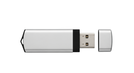 Silver Usb Flash Drive With Cap Closeup