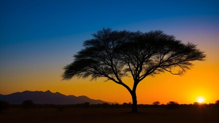 Fototapeta premium The beauty of sunset in the African grassland