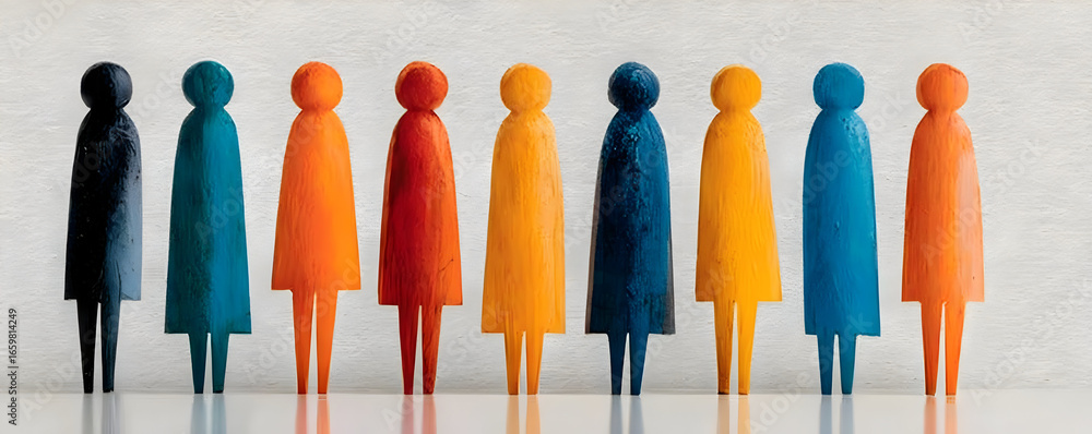 Poster a vibrant collection of colorful figures representing diversity and unity. this image symbolizes col