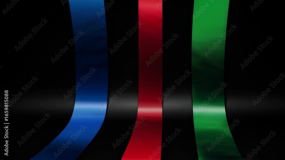 Poster vibrant coloured ribbons gracefully move against a dark background creating a dynamic visual effect 