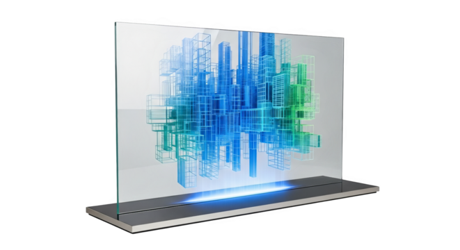 Futuristic Cityscape Hologram Display