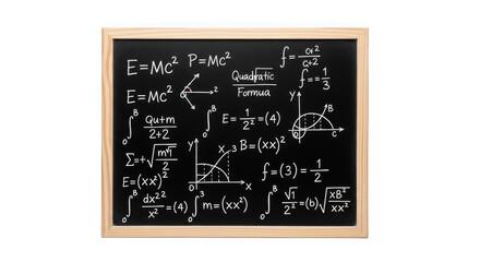 Chalkboard With Physics And Math Formulas